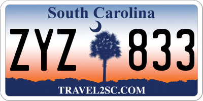 SC license plate ZYZ833
