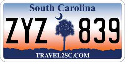 SC license plate ZYZ839