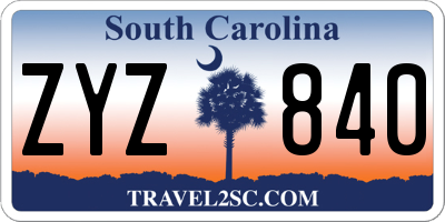 SC license plate ZYZ840