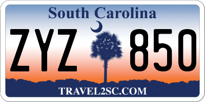 SC license plate ZYZ850