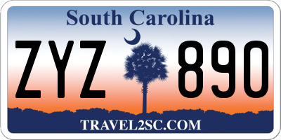 SC license plate ZYZ890