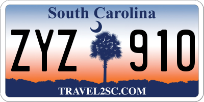 SC license plate ZYZ910