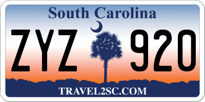 SC license plate ZYZ920