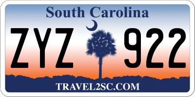 SC license plate ZYZ922