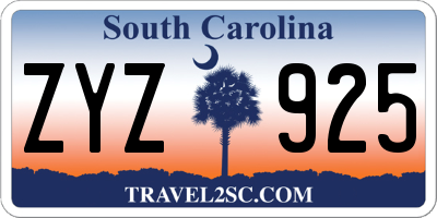 SC license plate ZYZ925