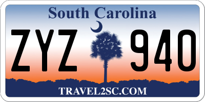 SC license plate ZYZ940