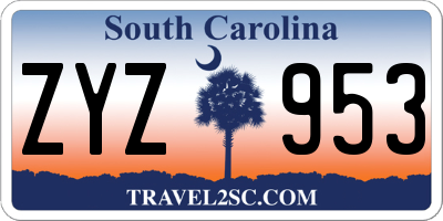 SC license plate ZYZ953