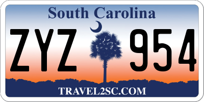 SC license plate ZYZ954