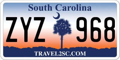 SC license plate ZYZ968