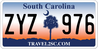 SC license plate ZYZ976