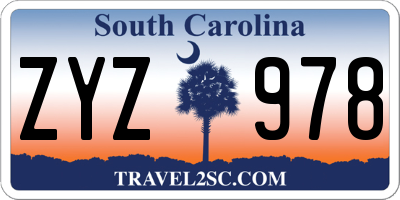 SC license plate ZYZ978