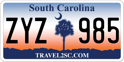 SC license plate ZYZ985