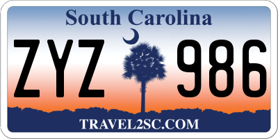 SC license plate ZYZ986