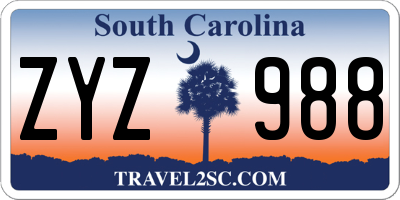 SC license plate ZYZ988