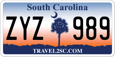 SC license plate ZYZ989