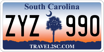 SC license plate ZYZ990