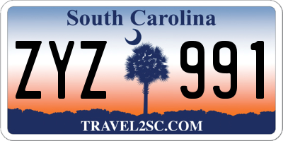 SC license plate ZYZ991