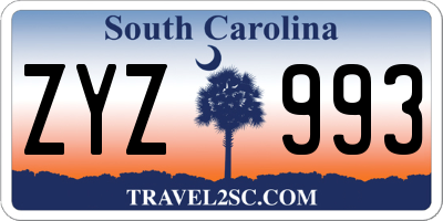 SC license plate ZYZ993