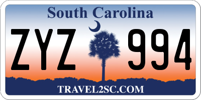 SC license plate ZYZ994