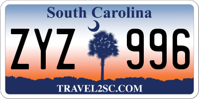 SC license plate ZYZ996