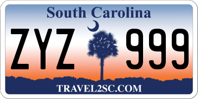 SC license plate ZYZ999