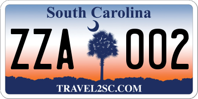 SC license plate ZZA002