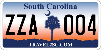 SC license plate ZZA004