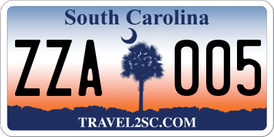 SC license plate ZZA005