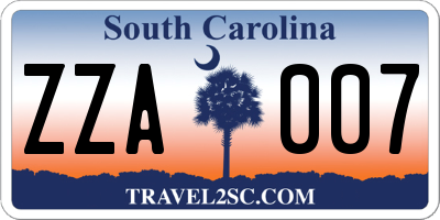 SC license plate ZZA007