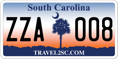 SC license plate ZZA008
