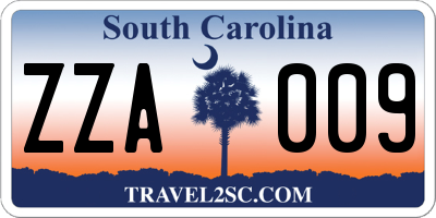 SC license plate ZZA009