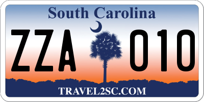 SC license plate ZZA010