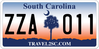 SC license plate ZZA011