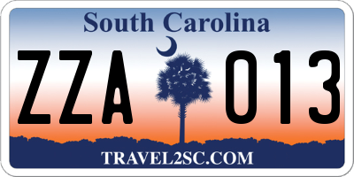 SC license plate ZZA013