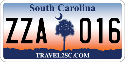 SC license plate ZZA016