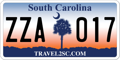 SC license plate ZZA017