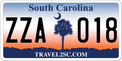 SC license plate ZZA018