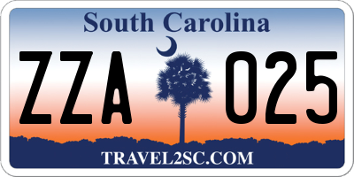 SC license plate ZZA025