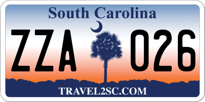 SC license plate ZZA026