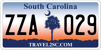 SC license plate ZZA029