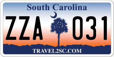 SC license plate ZZA031