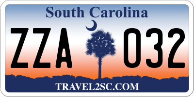 SC license plate ZZA032