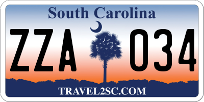 SC license plate ZZA034