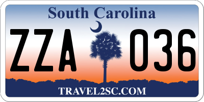SC license plate ZZA036