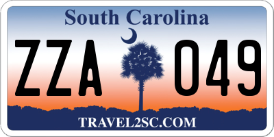SC license plate ZZA049