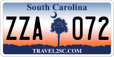 SC license plate ZZA072