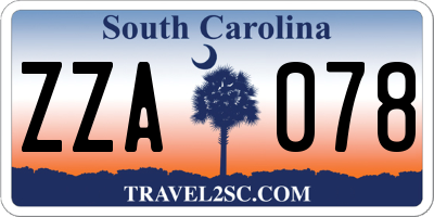 SC license plate ZZA078