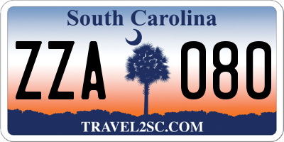 SC license plate ZZA080