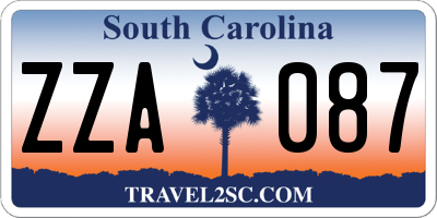 SC license plate ZZA087