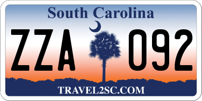 SC license plate ZZA092